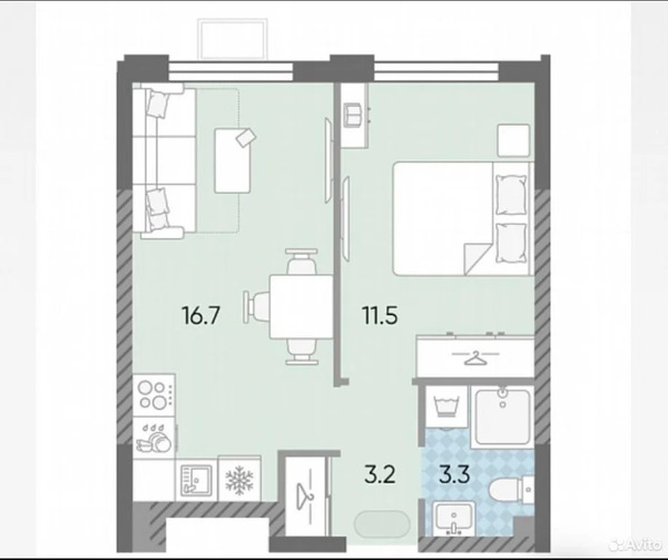 2-к. квартира, 34,7 м, 10/24 эт.